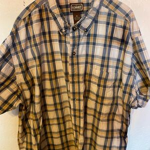 Men's Blue and Yellow Plaid Shirt